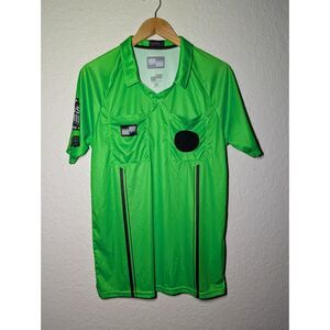 M USA Soccer Referee Polo Green Official Sports Jersey Shirt